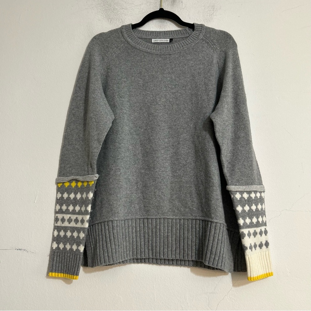 Zaket & Plover Grey Thermal Cuffed Long Sleeve Sweater Large Casual Boho Fall
